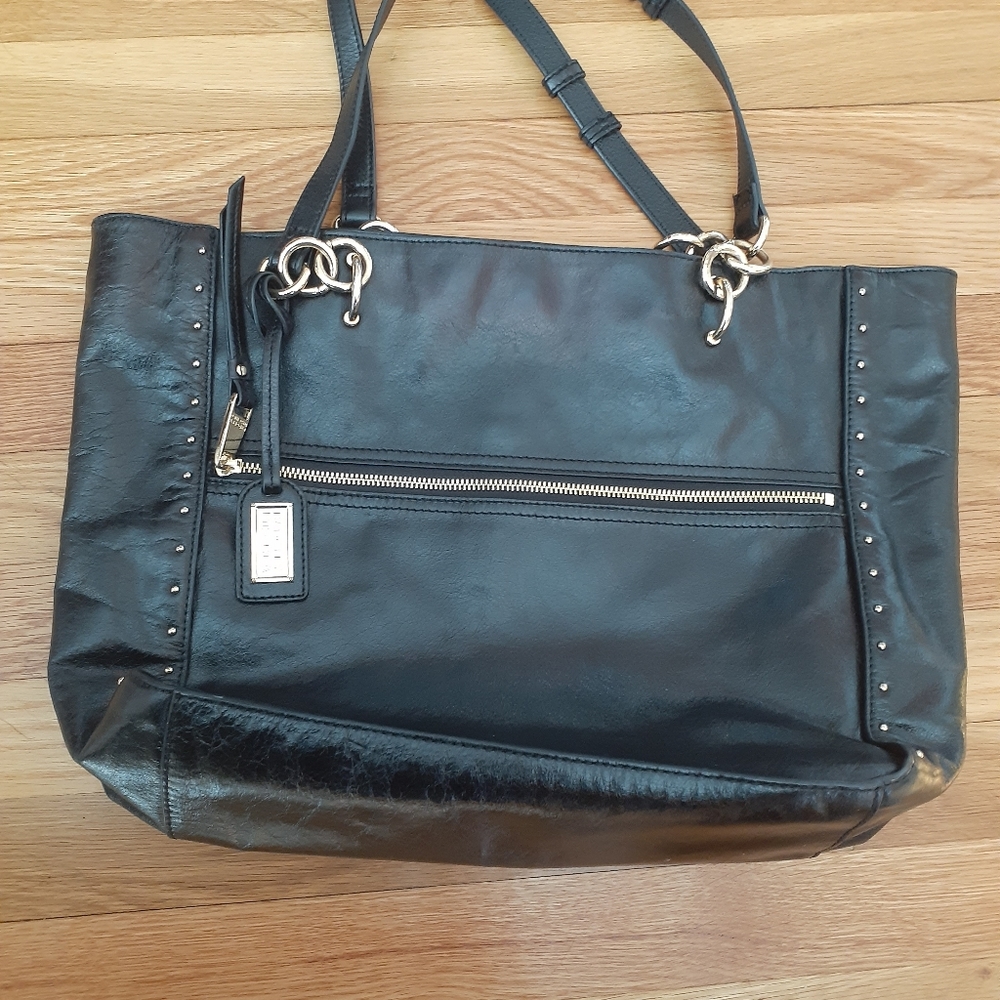 BAGLEY MISCHA STUDED LEATHER TOTE OS HANDBAG Black - Picture 5 of 5